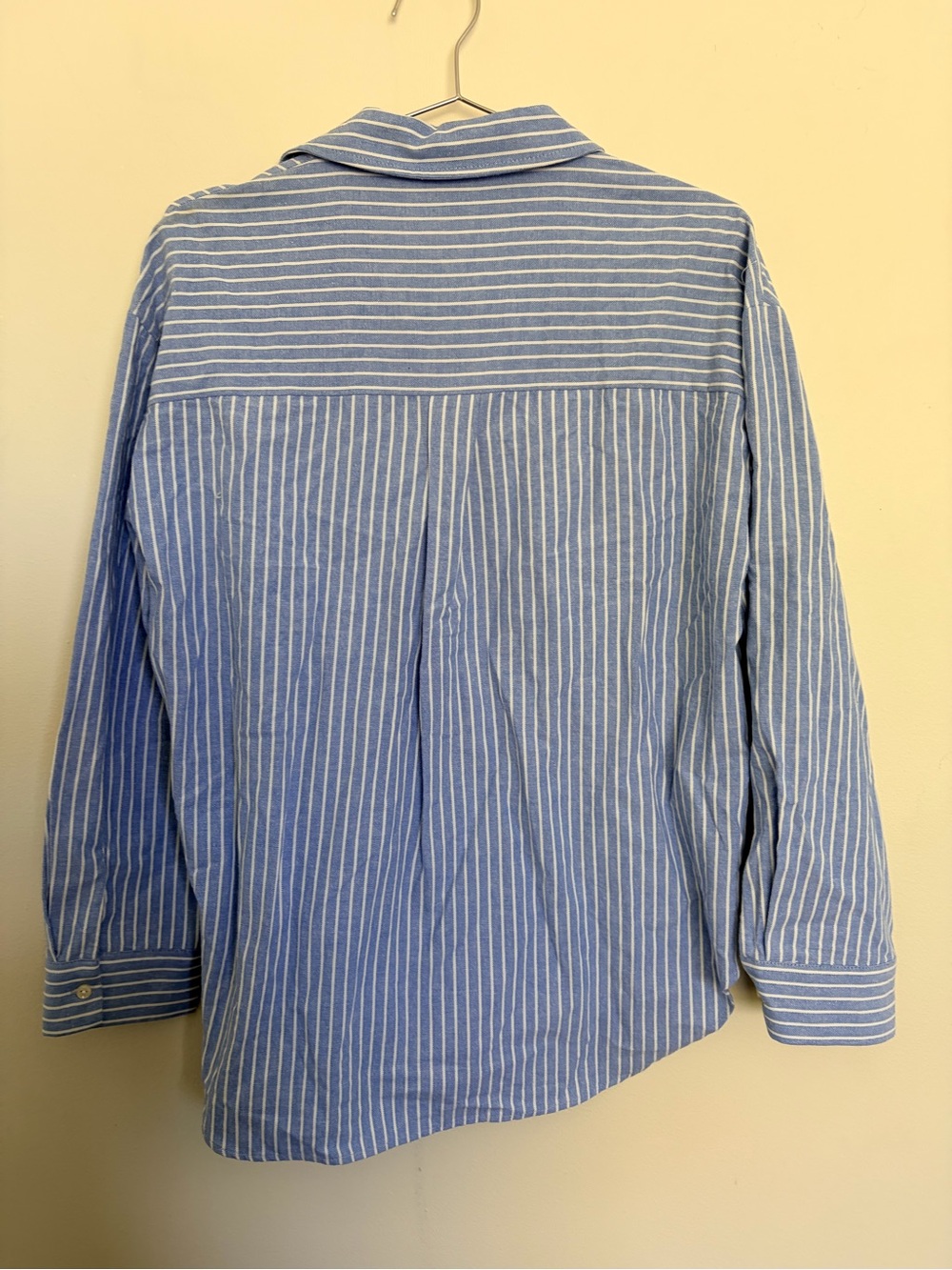 Primark Blue and White Vertical Stripe Button-Down Shirt - Picture 7 of 8